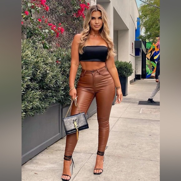 Fashion Nova Pants - Fashion Nova Brown Leather Leggings